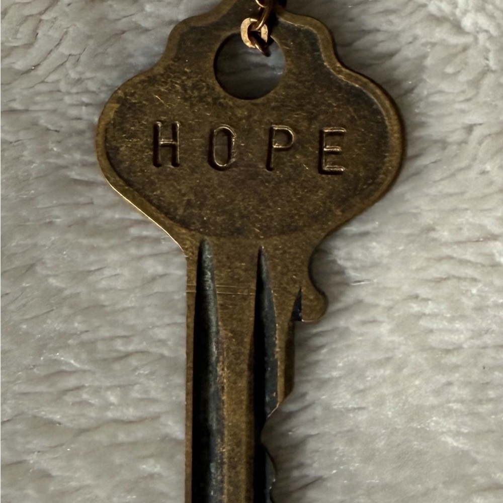 The Giving Keys HOPE Key Necklace in Antique Gold Tone